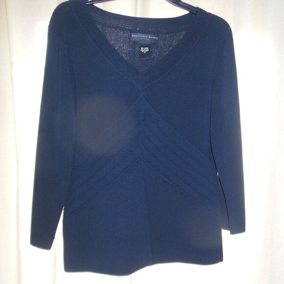 Geoffrey Beene Sport black fine gauge knit dressy v-neck sweater size XL - Picture 1 of 7